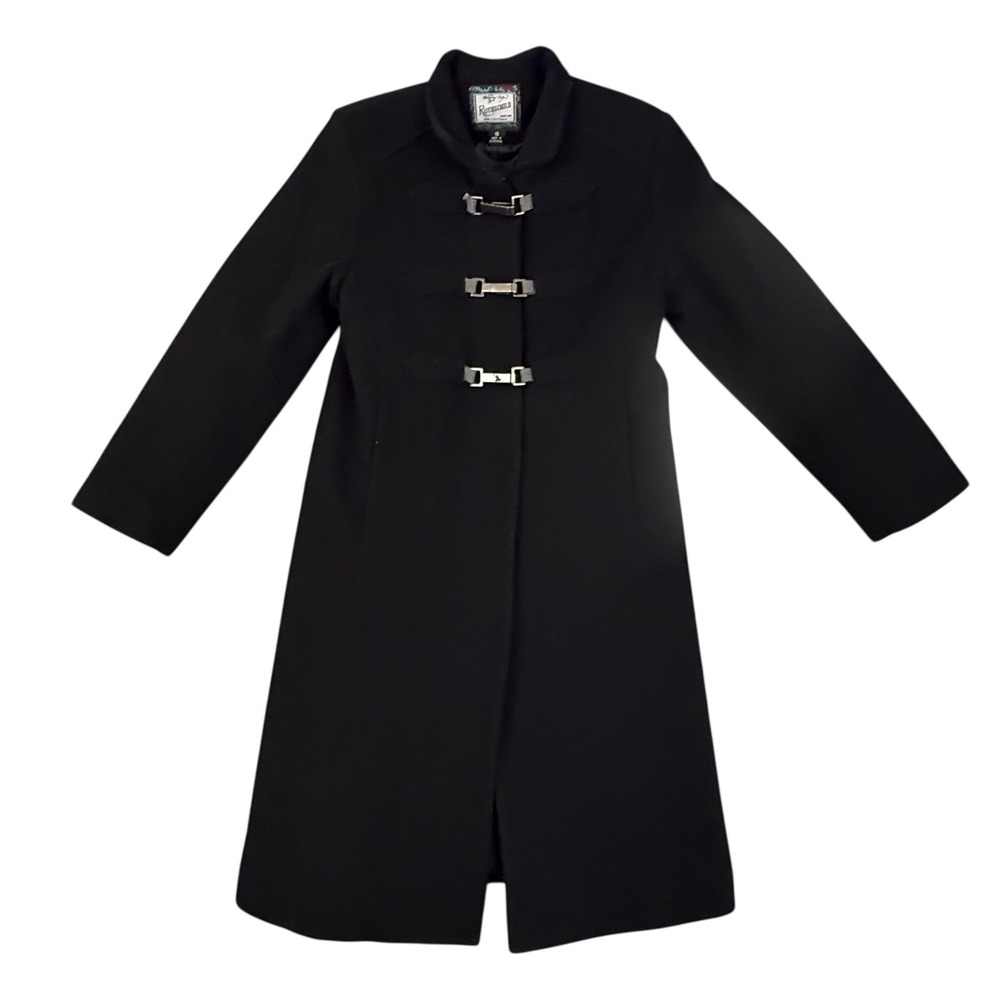 Vintage Rothschild Trench Coat Girls 16 Wool Blend Zip & Toggle Coat Lined Black